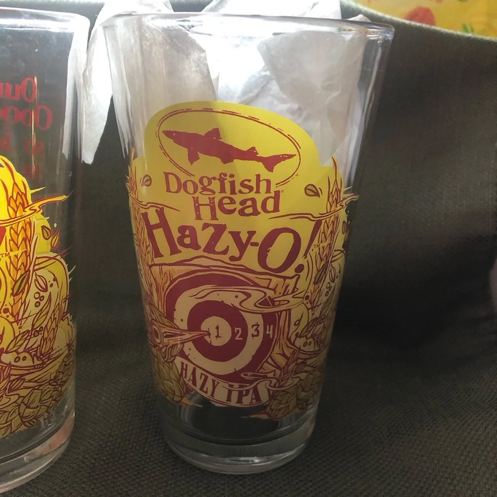 Hazy-O IPA Pint Glass - Yellow and Red set of 2